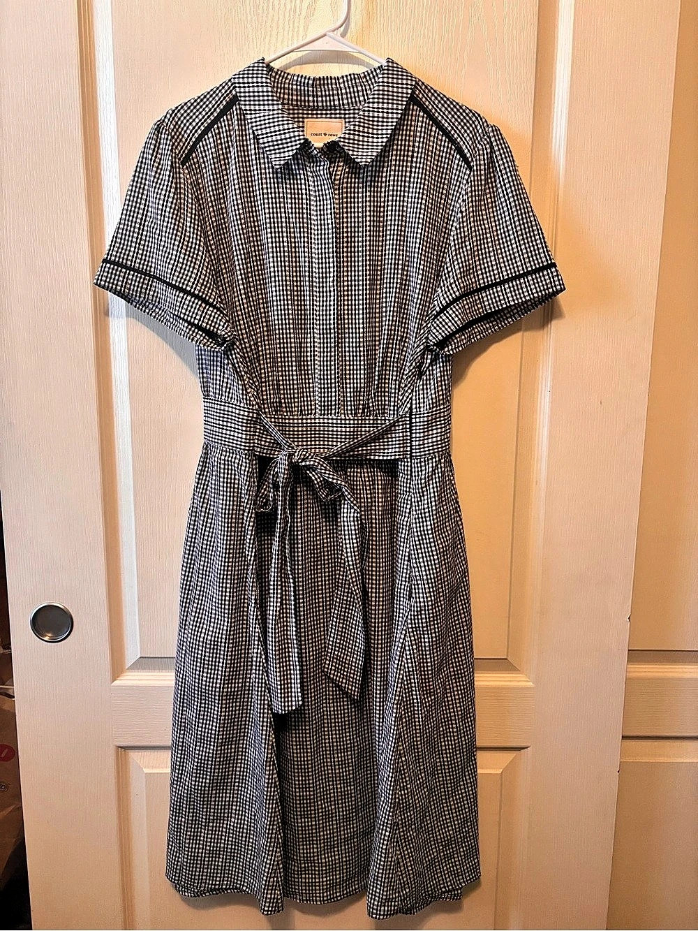 court & rowe Retro 40's Short Sleeve Dress Gingham Midi Dress in Black & White